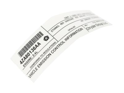Mopar 47480136AA Label Vehicle Emission Control Information