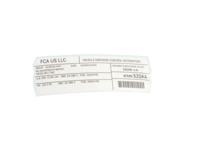 Dodge 47480520AA Emission Label