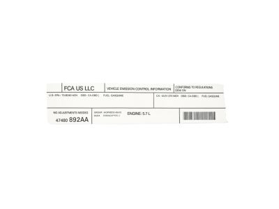 47480892AA Mopar Label Veci Label Product Photo 3 of 3