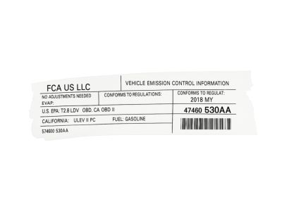 Mopar 47480530AA Label Vehicle Emission Control Information 47480530AA Mopar Label Vehicle Emission Control Information Product Photo 1 of 3