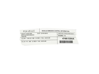 47480530AA Mopar Label Vehicle Emission Control Information Product Photo 3 of 3