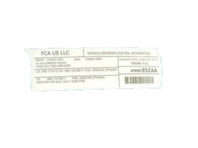 Jeep 47480852AA Emission Label