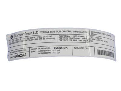 Dodge 52022087AA Emission Label