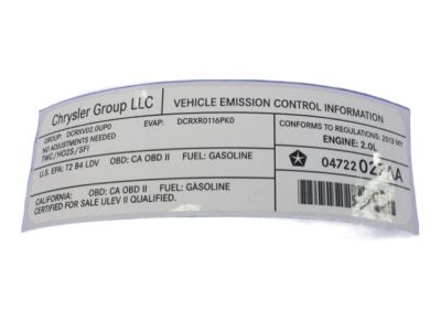 Dodge 4722027AA Emission Label