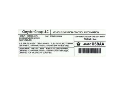 Ram 47480058AA Emission Label
