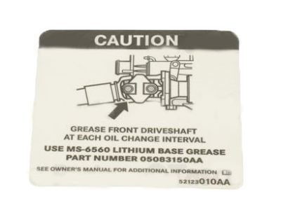 Dodge 52123010AA Warning Label