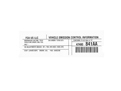 Mopar 47480841AA Label Veci Label 47480841AA Mopar Label Veci Label Product Photo 1 of 3
