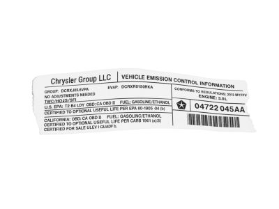 Mopar 4722045AA Label Veci Label