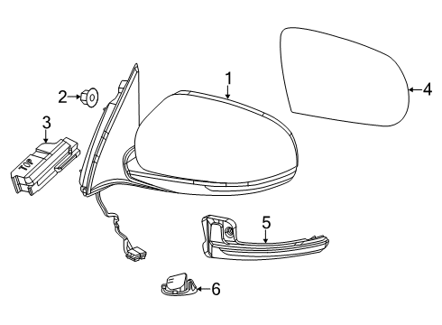1986 Dodge W100 Mirror Assembly, Billet Silver, Front Passenger Side Diagram for 1VF52JSCAD