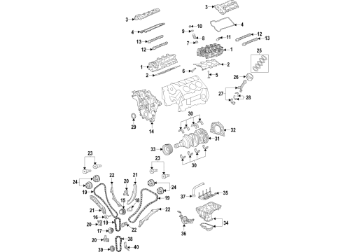 2019 Ram 1500 Engine Parts, Mounts, Cylinder Head & Valves, Camshaft & Timing, Variable Valve Timing, Oil Cooler, Oil Pan, Oil Pump, Crankshaft & Bearings, Pistons, Rings & Bearings Diagram