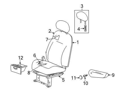 2005 Chrysler PT Cruiser Front Seat Components Diagram