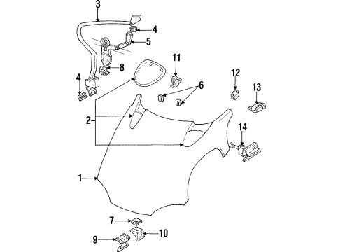1993 Dodge Viper Hood & Components Diagram