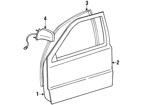 1995 Jeep Grand Cherokee Front Door & Components, Outside Mirrors Diagram
