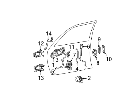 2000 Dodge Dakota Front Door - Lock & Hardware Diagram
