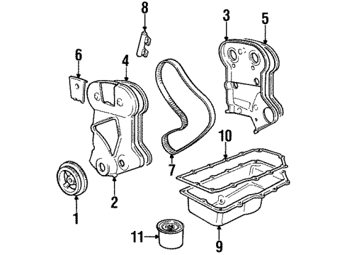 1997 Dodge Neon Engine Parts, Mounts, Cylinder Head & Valves, Camshaft & Timing, Oil Pan, Oil Pump, Crankshaft & Bearings, Pistons, Rings & Bearings Diagram