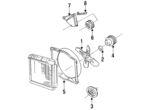 1992 Dodge B250 Cooling System, Radiator, Water Pump, Cooling Fan, Belts & Pulleys Diagram