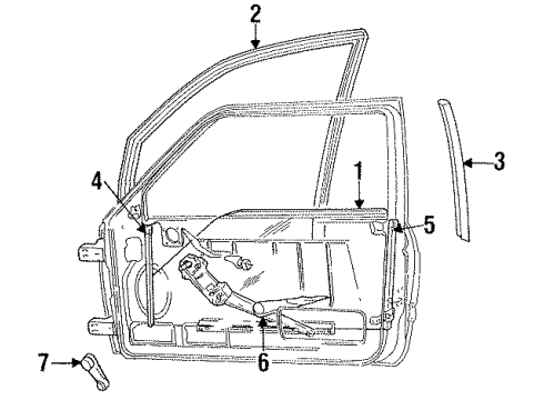 1994 Dodge Ram 2500 Glass - Front Door Diagram