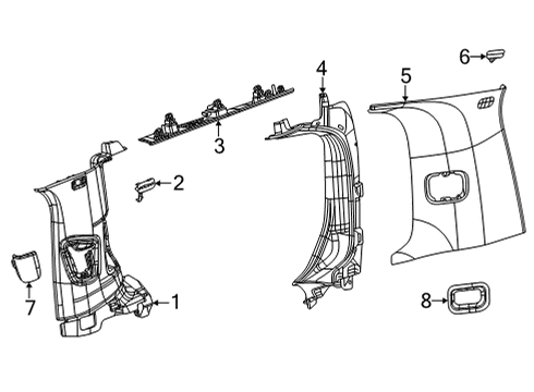 2024 Jeep Grand Wagoneer Interior Trim - Quarter Panels Diagram