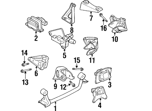 2000 Chrysler Cirrus Engine & Trans Mounting Diagram