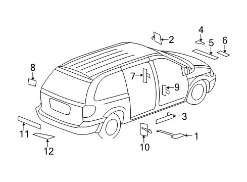 2005 Chrysler Pacifica Information Labels Diagram