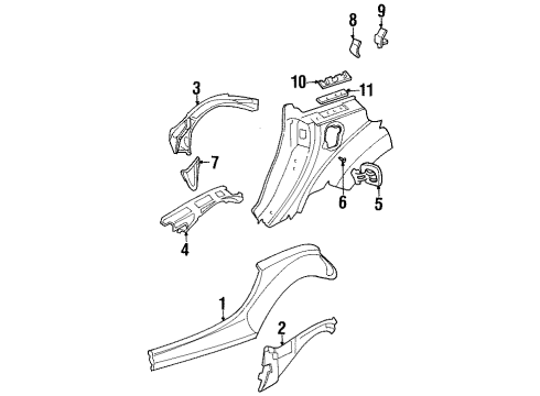 2002 Chrysler Prowler Quarter Panel & Components Diagram