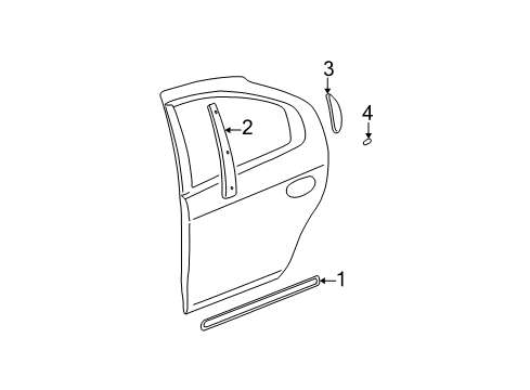 2000 Dodge Neon Exterior Trim - Rear Door Diagram