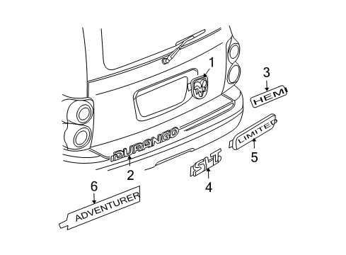 2005 Dodge Durango Exterior Trim - Lift Gate Diagram