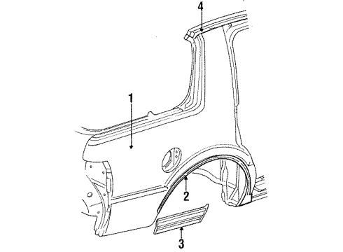 1991 Chrysler LeBaron Quarter Panel & Components, Exterior Trim Diagram