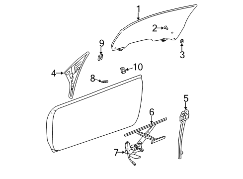 2003 Chrysler Sebring Door - Glass & Hardware Diagram