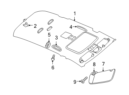 2008 Chrysler Aspen Interior Trim - Roof Diagram