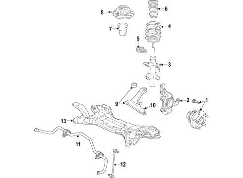 2019 Jeep Renegade Front Suspension Components, Lower Control Arm, Stabilizer Bar Diagram