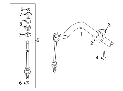2004 Dodge Ram 1500 Stabilizer Bar & Components - Front Diagram