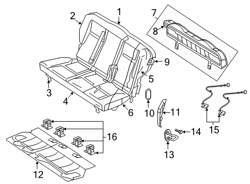 2005 Chrysler PT Cruiser Rear Seat Components Diagram