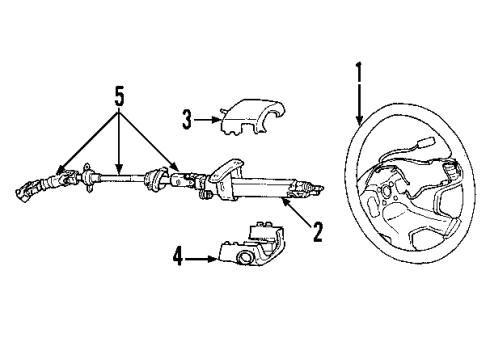 2003 Jeep Liberty Steering Column & Wheel, Steering Gear & Linkage, Shaft & Internal Components, Shroud, Switches & Levers Diagram