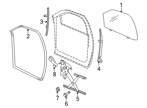 2008 Dodge Ram 1500 Door - Glass & Hardware Diagram