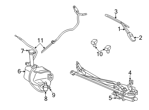 2003 Chrysler Sebring Wiper & Washer Components Diagram