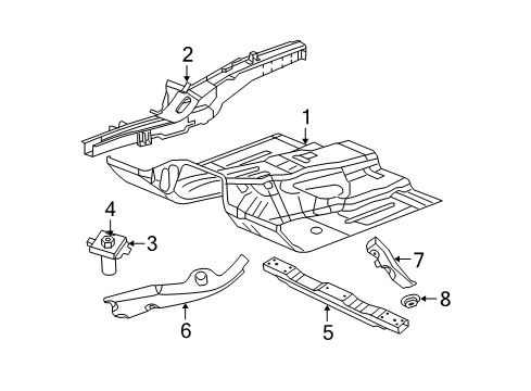2009 Jeep Grand Cherokee Pillars, Rocker & Floor - Floor & Rails Diagram