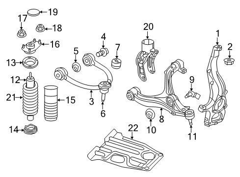 2017 Dodge Durango Front Suspension Components, Lower Control Arm, Upper Control Arm, Ride Control, Stabilizer Bar Diagram