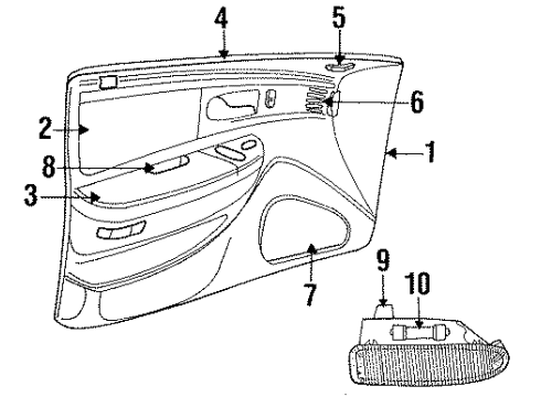 1995 Dodge Intrepid Interior Trim - Front Door Diagram