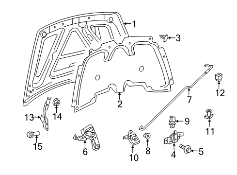 2009 Dodge Durango Hood & Components Diagram