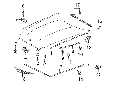2004 Chrysler Crossfire Hood & Components Diagram