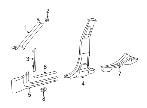 2017 Chrysler 300 Interior Trim - Pillars, Rocker & Floor Diagram