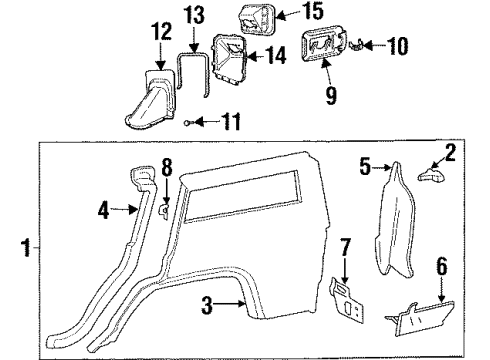 1997 Jeep Cherokee Quarter Panel & Components Diagram