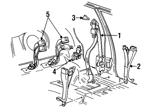 1993 Chrysler New Yorker Front Seat Belts, Rear Seat Belts Diagram