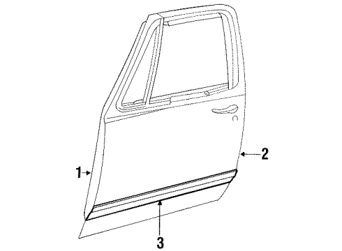 1992 Dodge D350 Door & Components, Exterior Trim Diagram