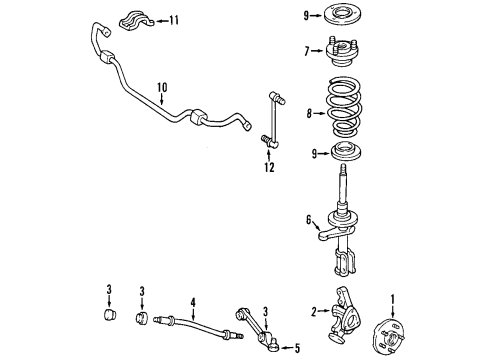 2000 Dodge Intrepid Front Suspension Components, Lower Control Arm, Stabilizer Bar Diagram