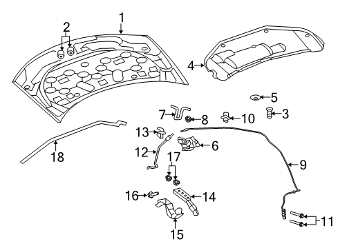 2008 Dodge Avenger Hood & Components Diagram