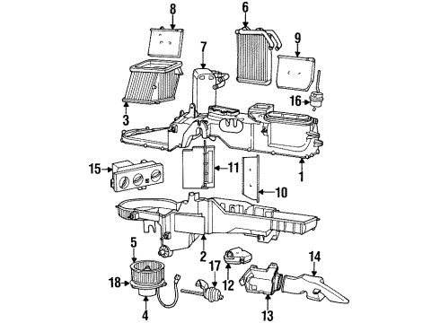 1995 Jeep Grand Cherokee A/C & Heater Control Units Diagram