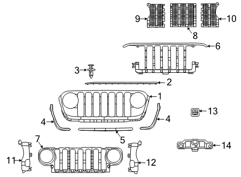 2020 Jeep Gladiator Grille & Components Diagram