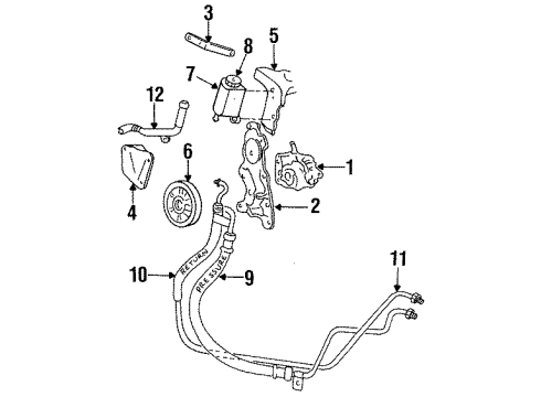 1993 Chrysler New Yorker P/S Pump & Hoses, Steering Gear & Linkage Diagram
